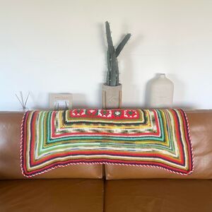Rainbow Crochet Thow Blanket Vintage Afghan Bohemian decor